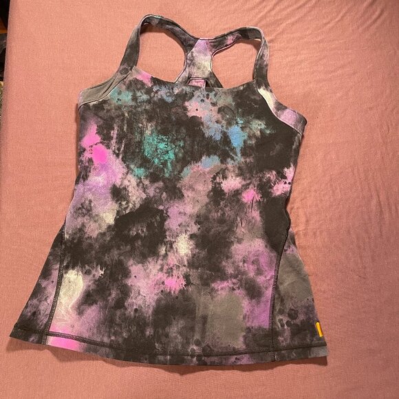 Lucy Racer Back Tank Top Shirt in dark multi color -  size small (?) - Picture 1 of 3